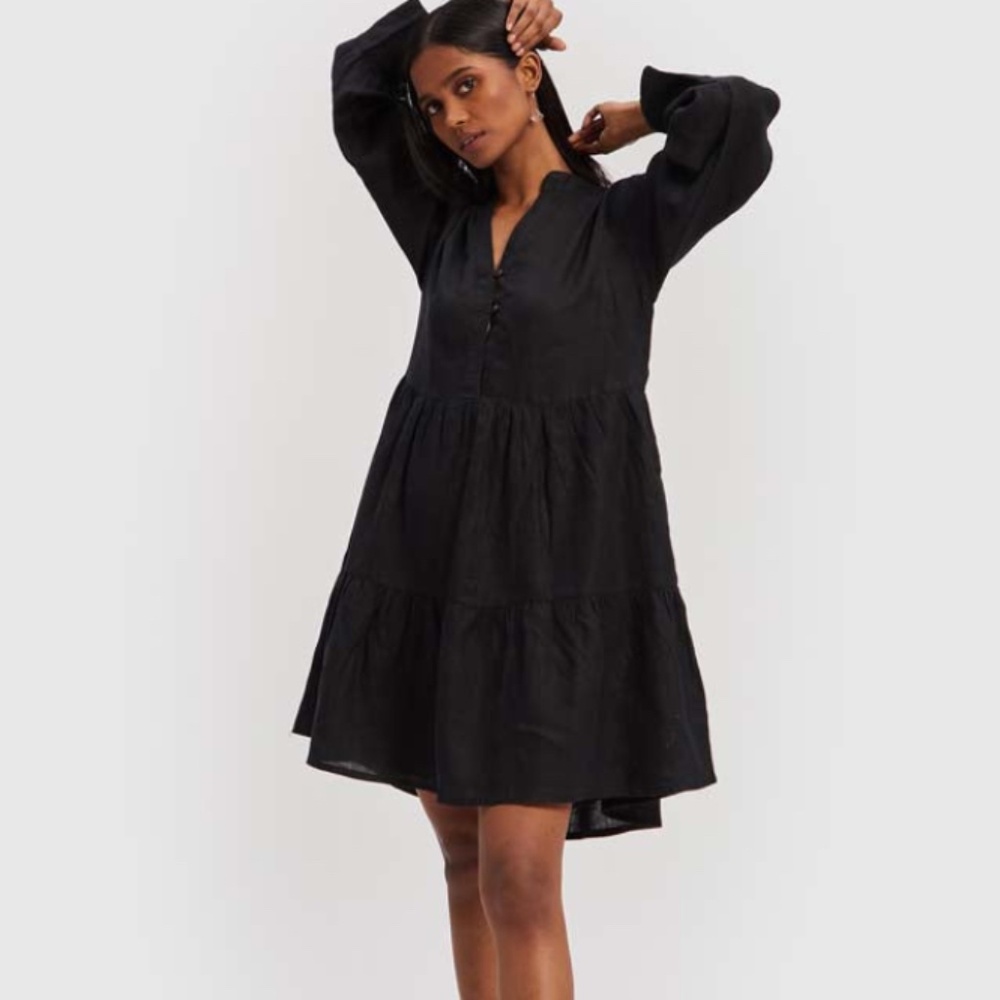 MADEWELL X REISTOR | V-Neck Linen Tiered Dress